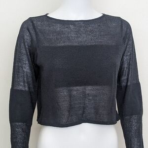 Sarah Pacini Sweater Merino Wool Cropped Charcoal M/L